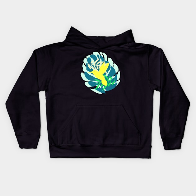 Hummingbird flying Kids Hoodie by cocodes